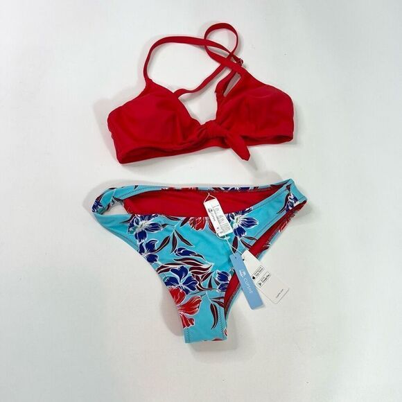Cupshe Red and Blue Floral Bikini - Picture 1 of 11